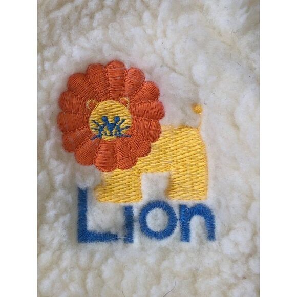 VTG Lion Shepra Baby One-Piece Bunting Footed Hooded Obion 6-12 Mos - Picture 2 of 4